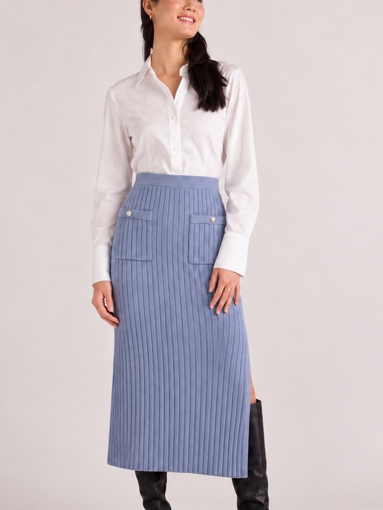 Christian Lacroix Dresses & Skirts - Vintage 90s Christian Lacroix Periwinkle Ribbed Knit Midi Skirt Y2K Minimalist L